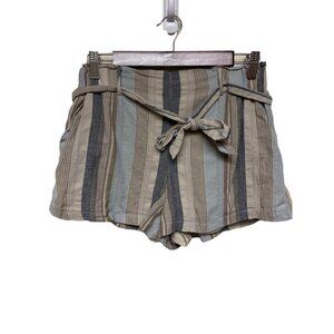 Purple Snow  Paper Bag Waist Striped Lined Shorts Size Medium